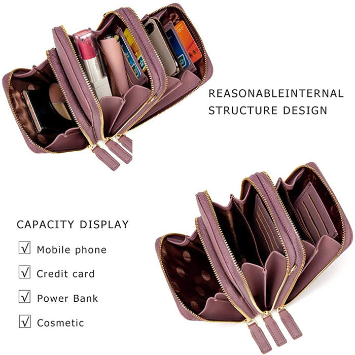 Beakey Crossbody Phone Bag for Women Small Shoulder Bag Cell Phone Wallet Purses and Handbags with 14 Credit Card Slots-Pink