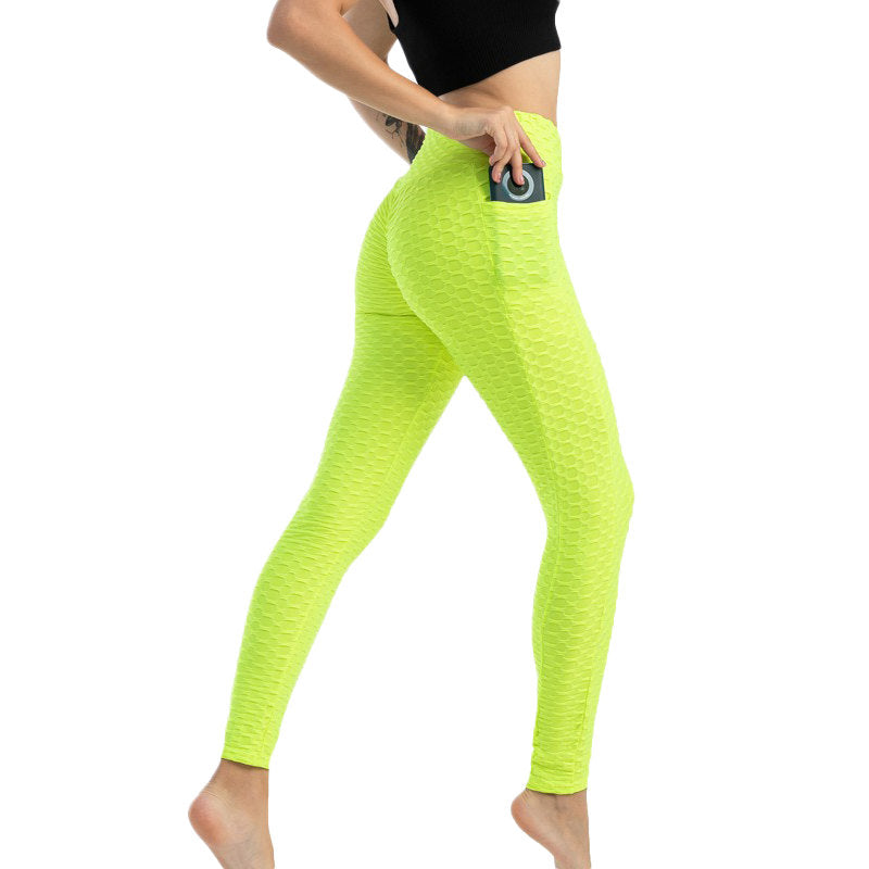 Beakey Womens Leggings Ruched Butt Lifting Stretchy Tights with Pockets-Green