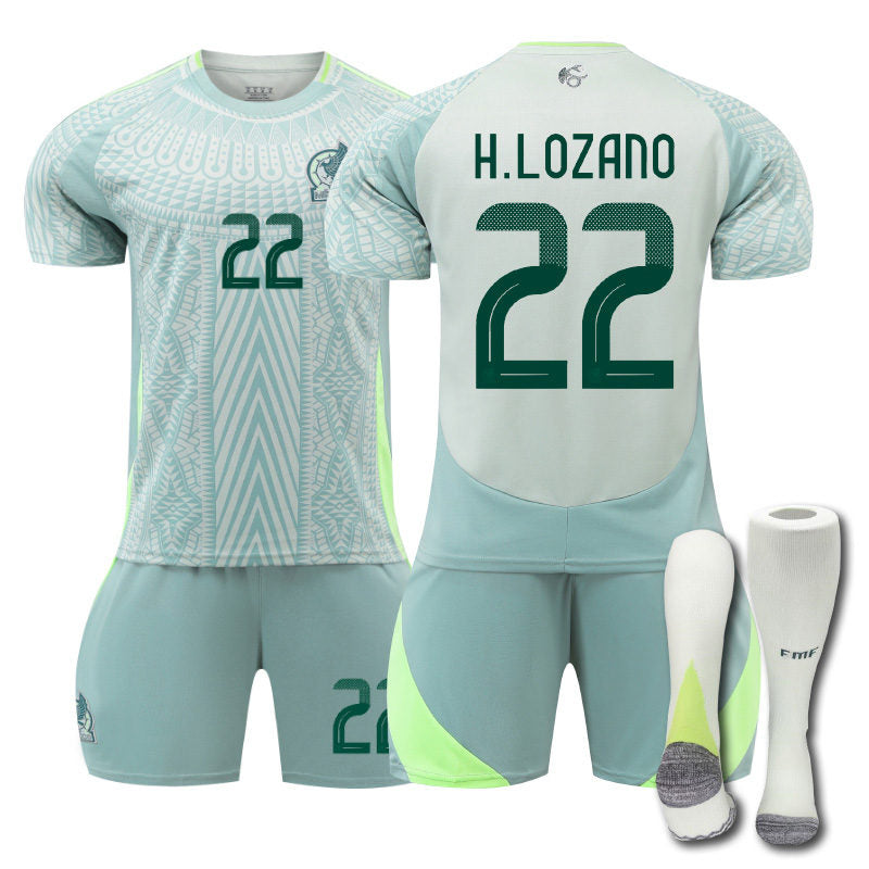 Beakey H.LOZANO #22 Mexico Away Jersey Soccer Jersey Kit Football T-shirt Set for Adult Kids