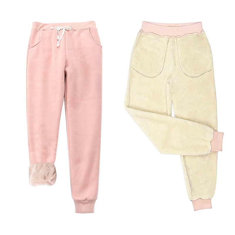 Beakey Womens Warm Sweatpants Sherpa Lined Winter Athletic Jogger Pants-Watermelon Red