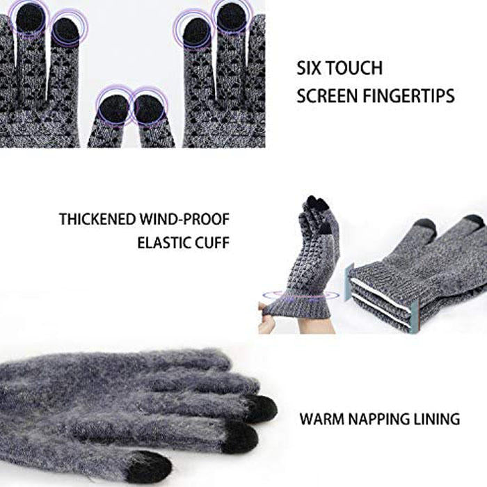 Beakey Winter Woman Gloves Upgraded Touch Screen Anti-Slip Silicone Gel Elastic Cuff Thermal-Coffee White-DZ32