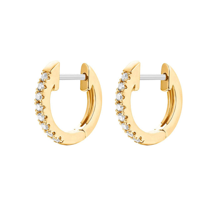 Beakey S925 Sterling Silver Cubic Zirconia Cuff Earrings Stud-Yellow Gold