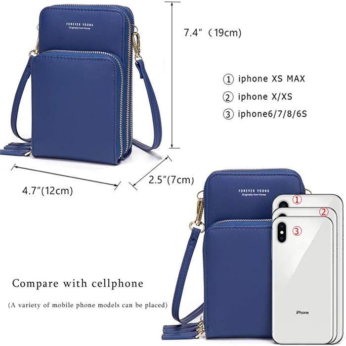 Beakey Crossbody Phone Bag for Women Small Shoulder Bag Cell Phone Wallet Purses and Handbags with 14 Credit Card Slots-Darkblue