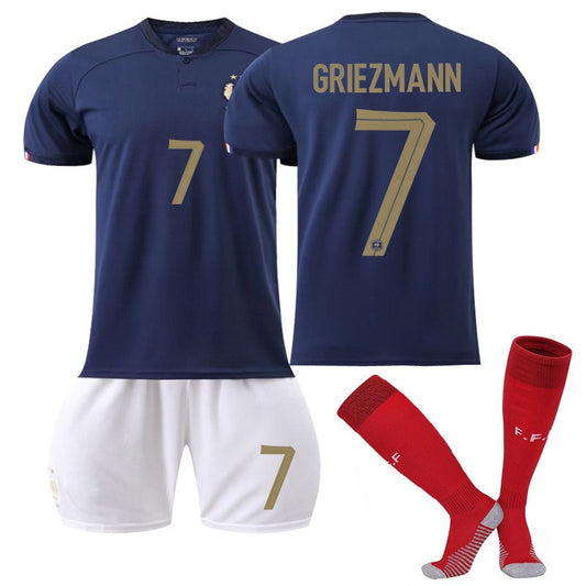 Beakey France Home B-Jersey 2022-23 GRIEZMANN #7 Soccer B-JerseyKids Adult 3-Pieces B-Jersey Kits