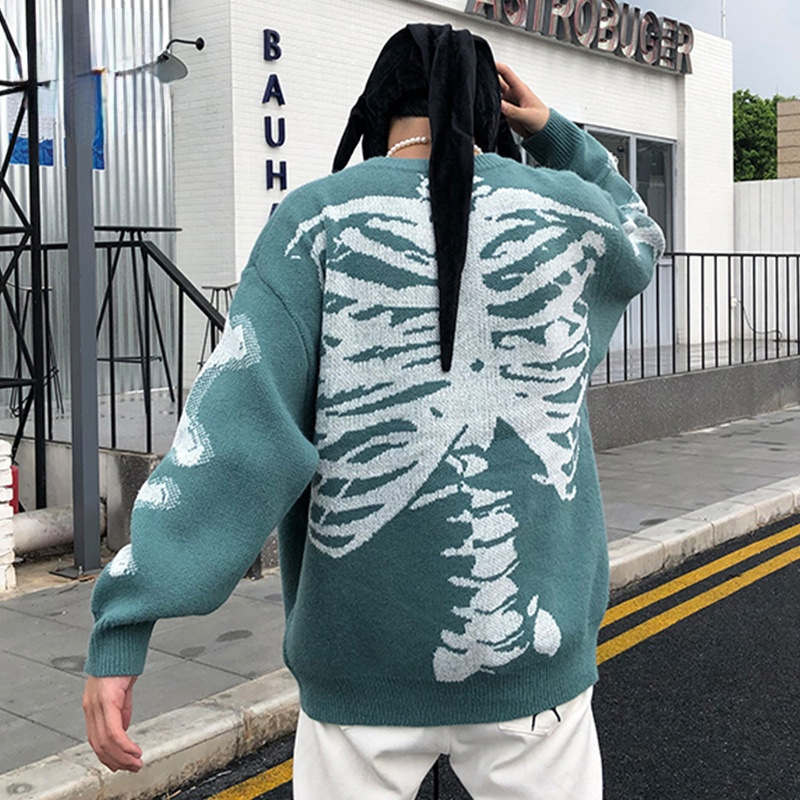 Beakey Mens Oversized Sweater Crewneck Long Sleeve Cable Knit Pullover-Blue