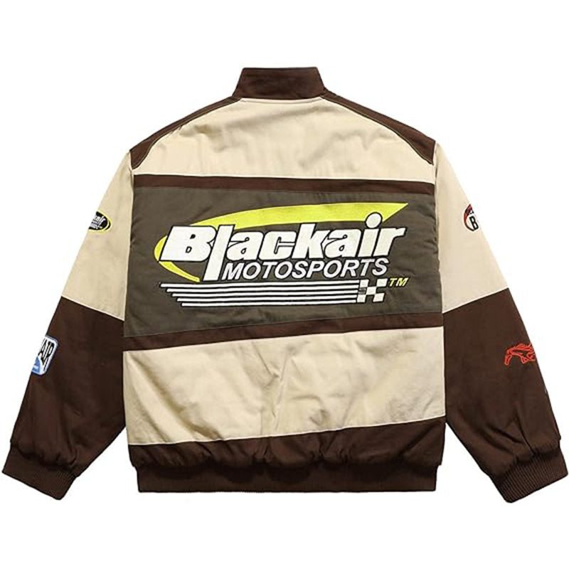 Beakey Motorcycle Jacket for Women Men Button-Down Baseball Coat-Brown