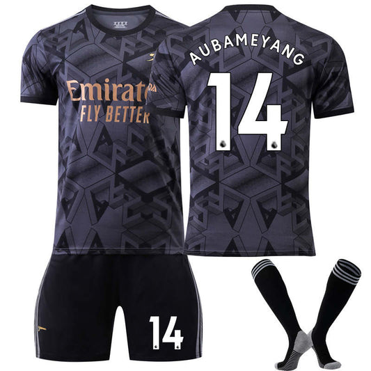 Beakey Arsenal Away Jersey 2022-23 AUBAMYANG #14 Soccer Jersey Kids Adult 3-Pieces Jersey Kits