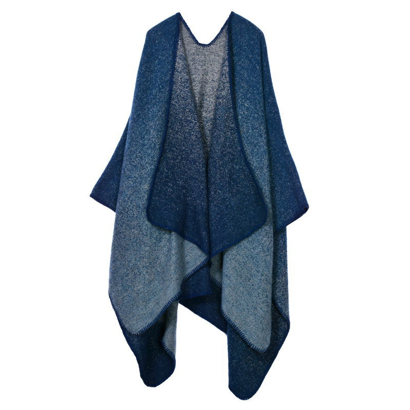 Beakey Womens Winter Reversible Oversized Blanket Cape Shawl-MudSpot Navy