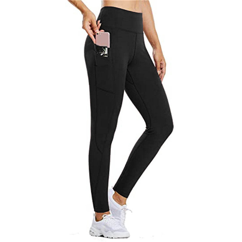 Beakey Womens High Waist Yoga Pants with Pockets Fashionable Leggings-Black