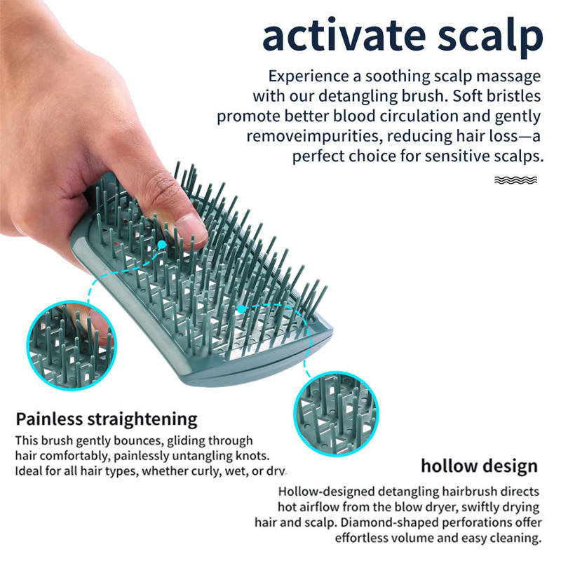 Beakey 2PACK Detangling Scalp Brush Untwisted Haibrush Anti-static Massage Paddlebrush for Men and Women-Pink Purple