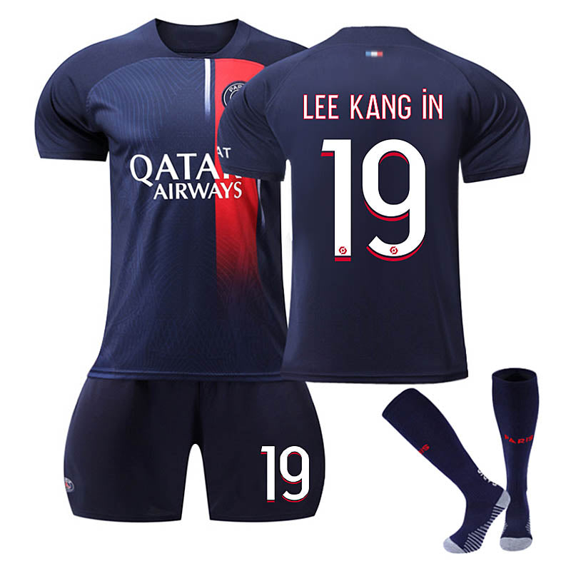 Beakey Paris Home Jersey LEE KANG IN #19 Soccer Jersey Kids Adult 3-Pieces Jersey Kits