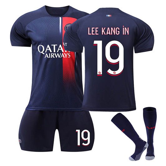 Beakey Paris Home Jersey LEE KANG IN #19 Soccer Jersey Kids Adult 3-Pieces Jersey Kits