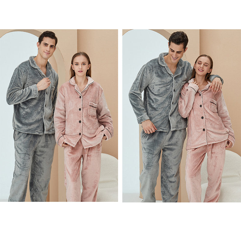 Beakey Thicken Warm Flannel Pajamas Set Homewear-Pink
