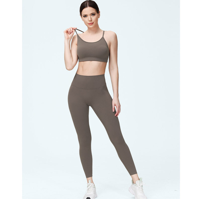 Beakey Womens Yoga Pants Breathable Naked Feeling Fitness Leggings-Walnut