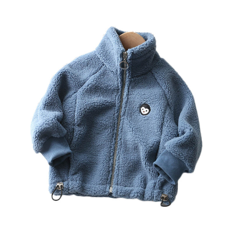 Beakey Baby Fleece Jacket Stand Collar Warm Zip Up Outwear for Winter-Dark Blue