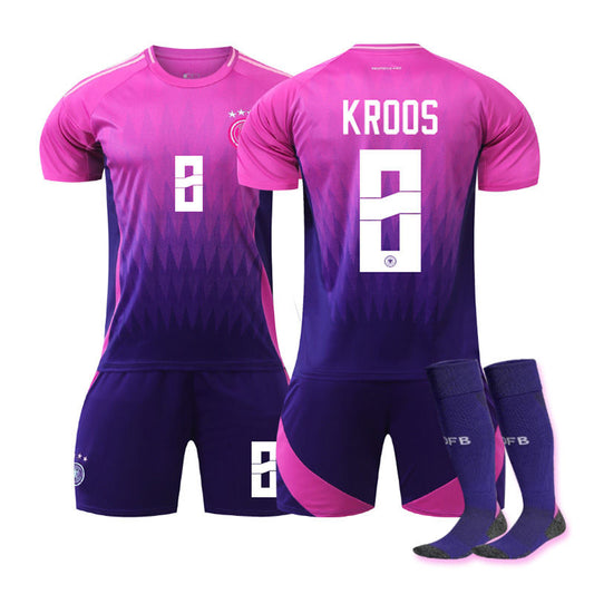 Beakey KROOS #8 Germany Away Jersey Soccer Jersey Kit Football T-shirt Set for Adult Kids