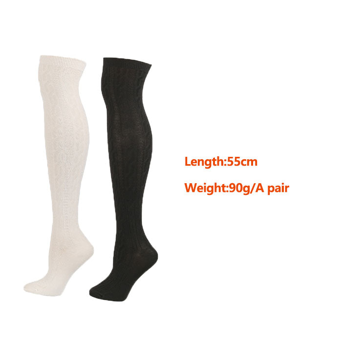 Beakey 2Packs Women Extra Long High Socks Knit Warmers Thick Tall Long Boot Stockings Leg-WhiteBlack