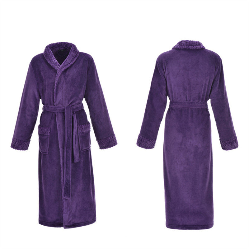 Beakey Warm Soft Plush Robe with Pockets for Unisex-Purple