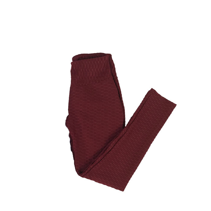 Beakey Women's High Waist Yoga Pants Leggings - Wine Red