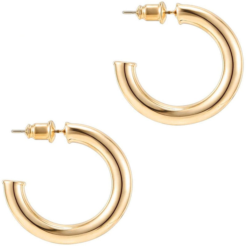 Beakey Gold Hoop Earrings for Women Lightweight Open Hoops