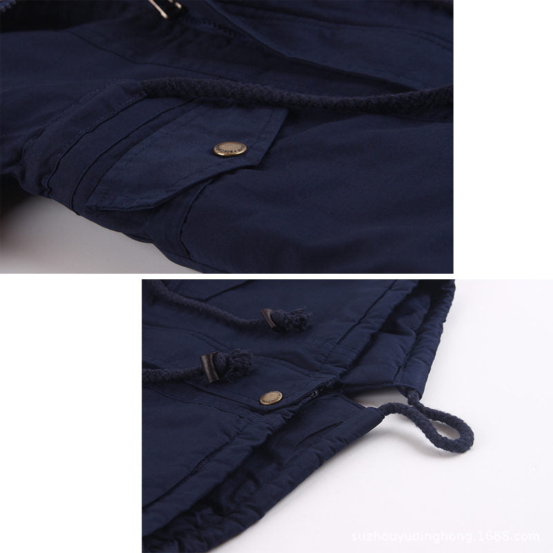 Beakey Kids Winter Jacket with Hood & Pockets Fleece Lining Outwear-Navy Blue