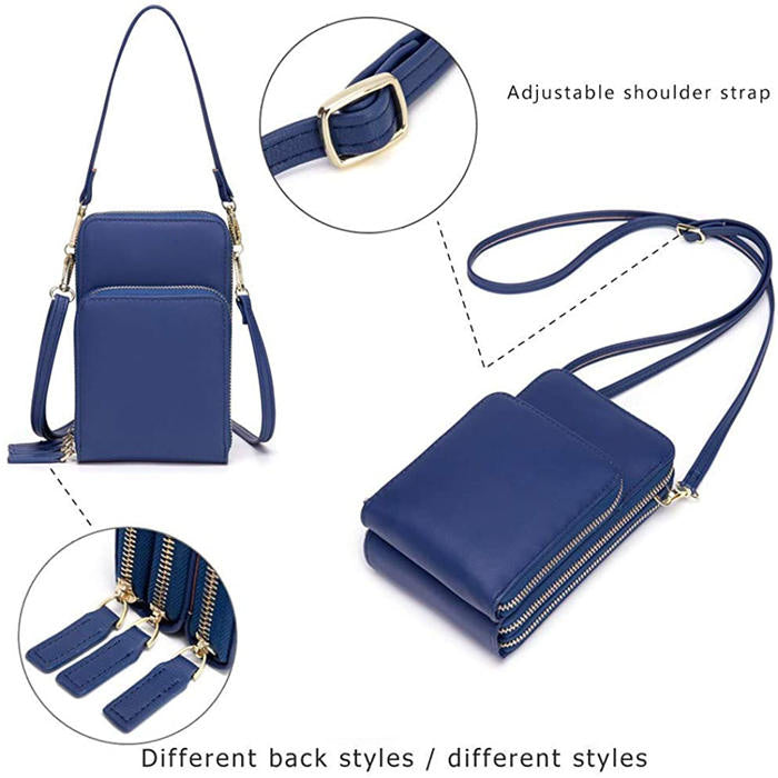 Beakey Crossbody Phone Bag for Women Small Shoulder Bag Cell Phone Wallet Purses and Handbags with 14 Credit Card Slots-Darkblue