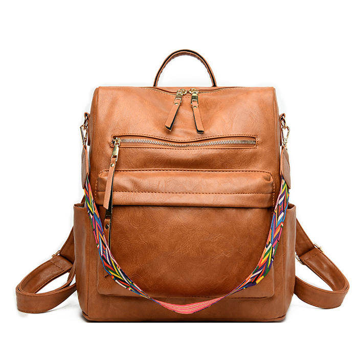 Beakey Women's Fashion Purse Backpack Multipurpose Design Backpack PU Leather Travel bag-Brown