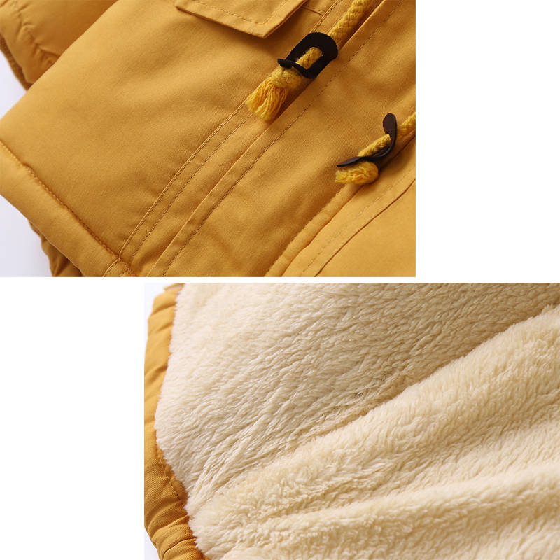 Beakey Kids Winter Jacket with Hood & Pockets Fleece Lining Outwear-Yellow