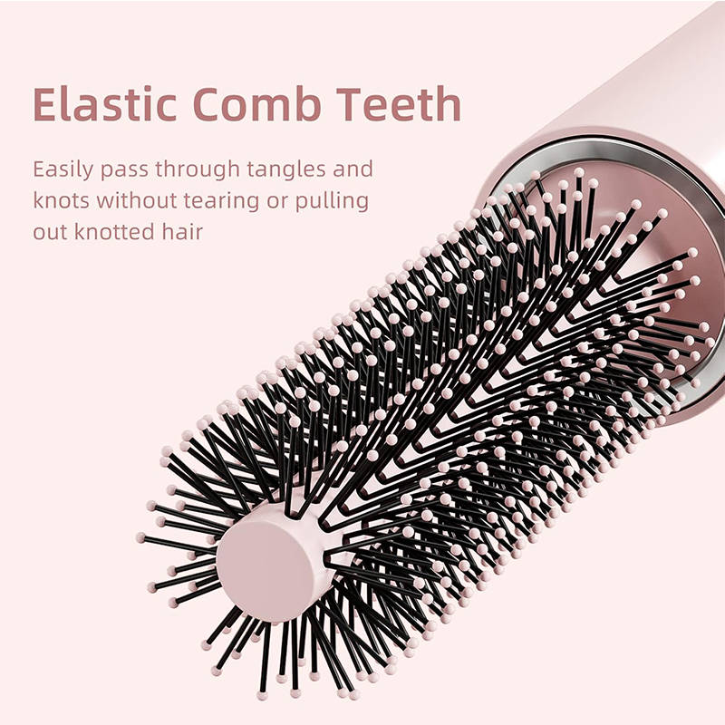 Beakey Curling Comb Portable Travel Round Brush for Bangs Curly Thin Short Hair-Pink