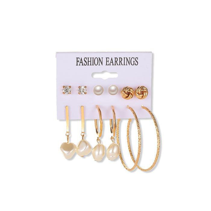 Beakey 6 Pairs Fashion Earrings Set with Tassel Dangle Hoop Earrings Colorful Statement Earrings Studs-(Style 8)