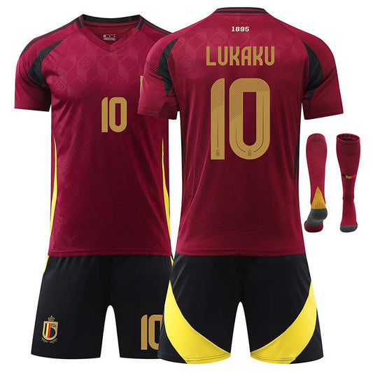 Beakey LUKAKU #10 Belgium Home Jersey Soccer Jersey Kit Football T-shirt Set for Adult Kids