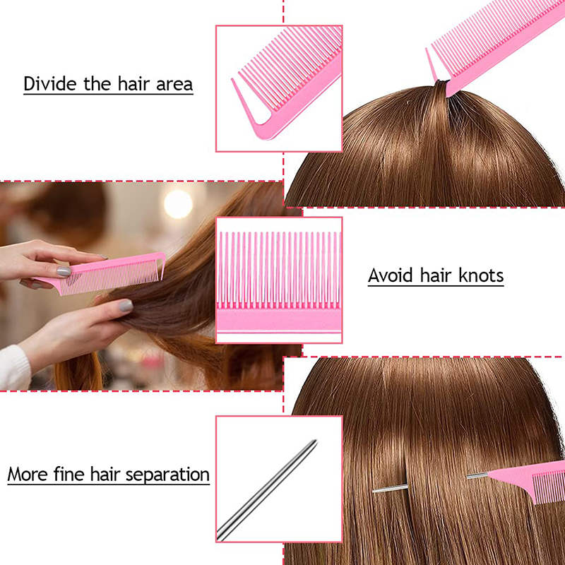Beakey 2 Pcs French Braid Loop + 1 Pcs Rat Tail Comb for Hair Styling-Pink