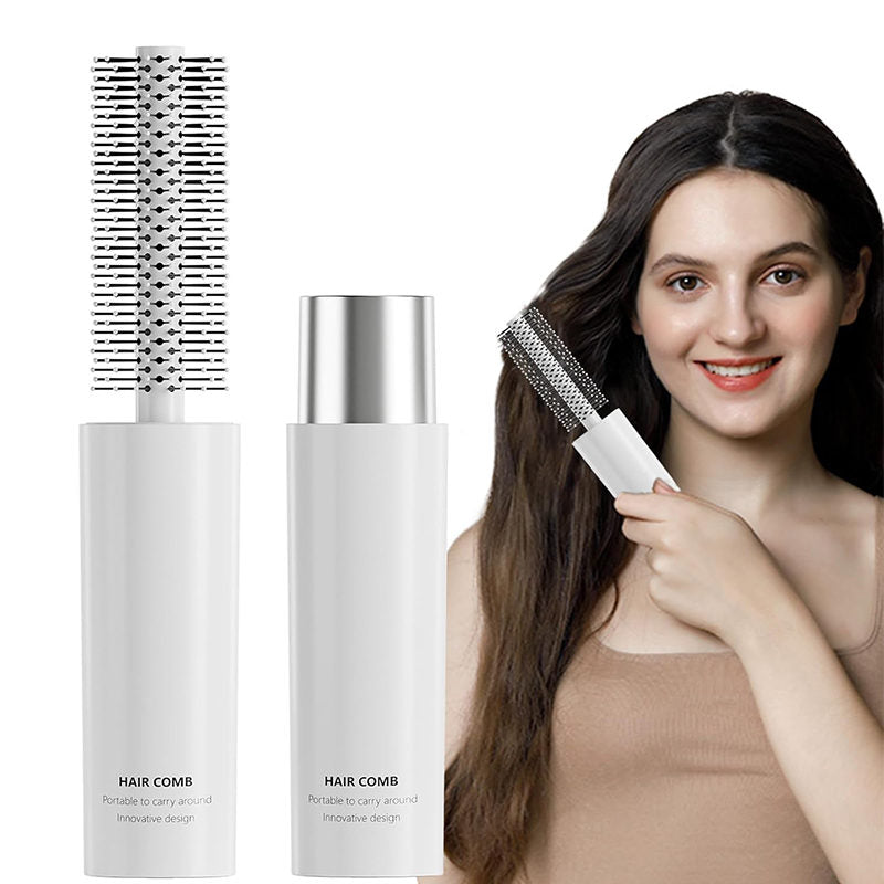 Beakey Curling Comb Portable Travel Round Brush for Bangs Curly Thin Short Hair-White