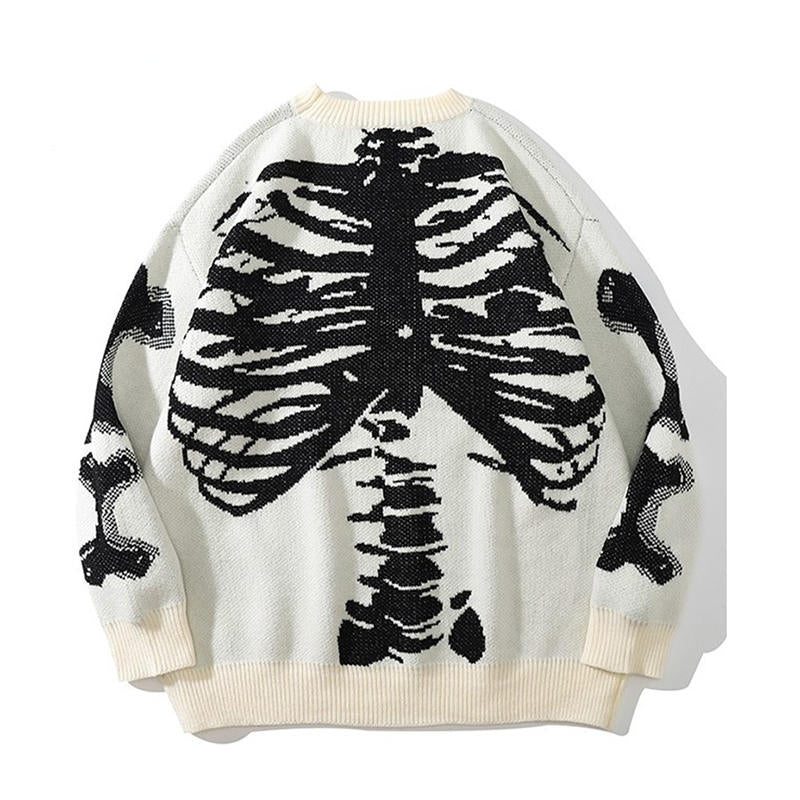 Beakey Mens Oversized Sweater Crewneck Long Sleeve Cable Knit Pullover-White