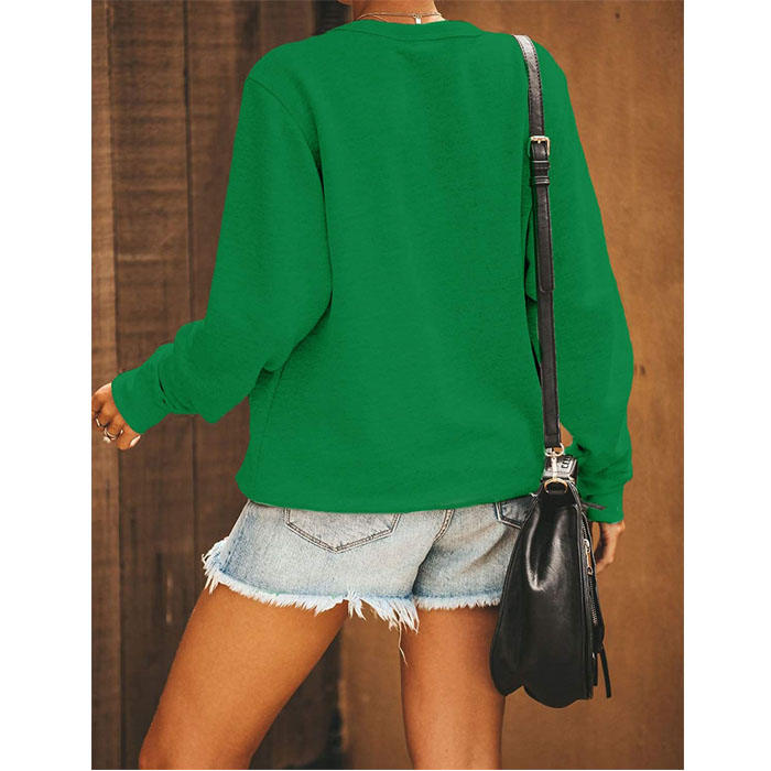 Beakey Women's Cute Long Sleeve Top Loose Crewneck Pullover Sweatshirt-Green-JP201124