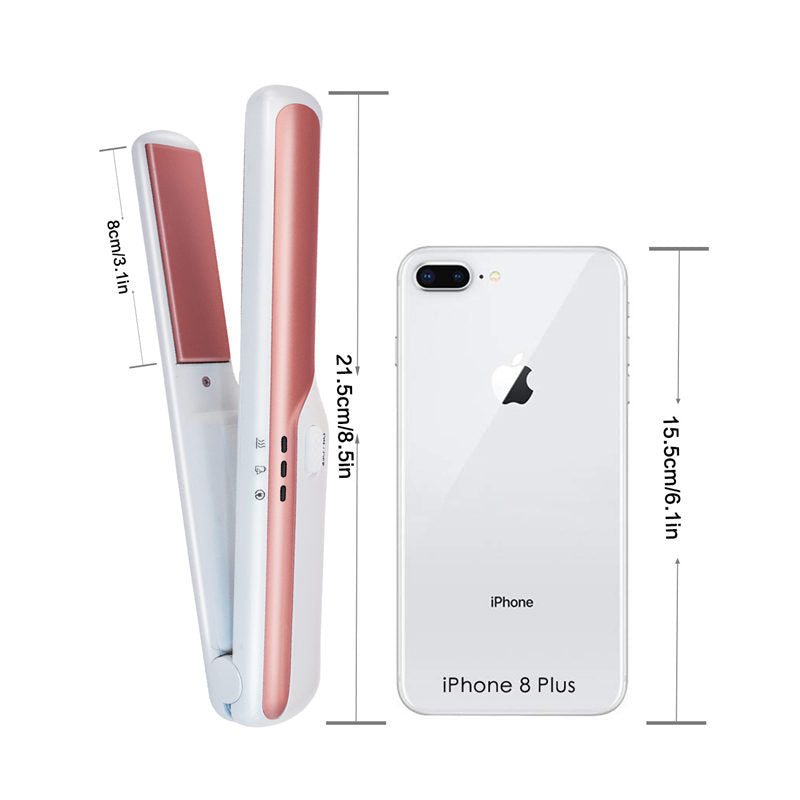 Beakey 2-in-1 Cordless Curler Straightener Negative Ion Get Frizz-Free-White