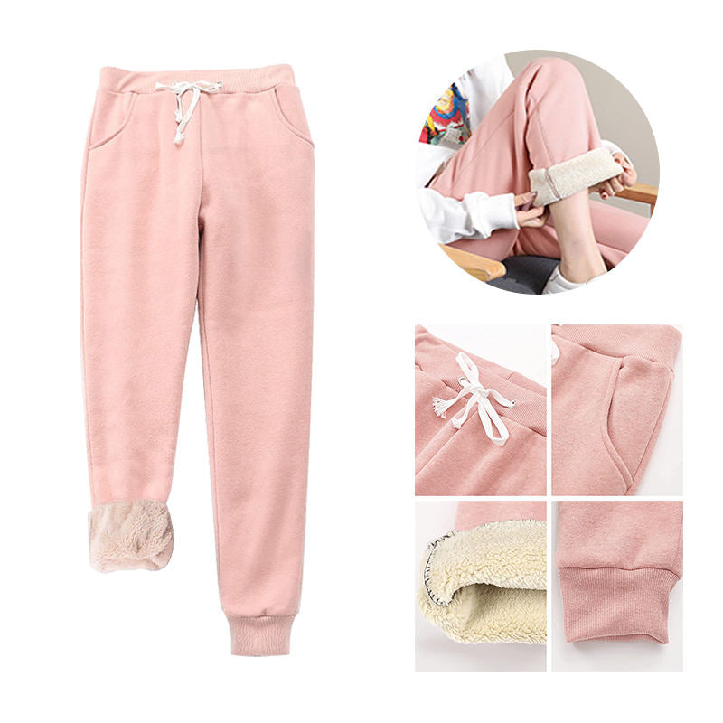 Beakey Womens Warm Sweatpants Sherpa Lined Winter Athletic Jogger Pants-Watermelon Red