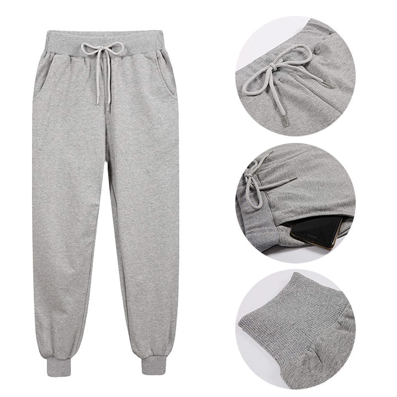 Beakey Womens Warm Sweatpants Sherpa Lined Winter Athletic Jogger Pants-Light Grey