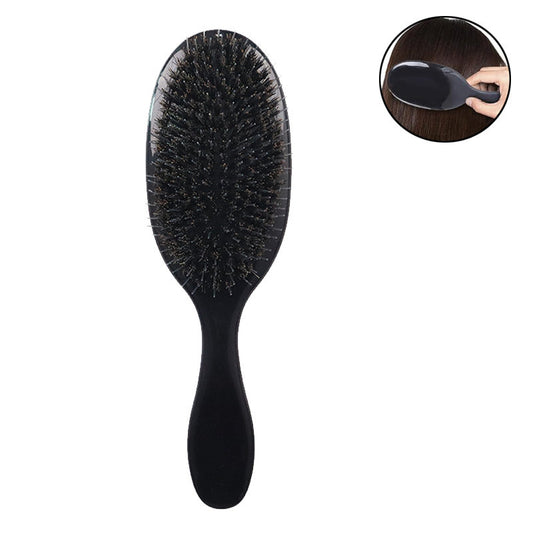 Beakey Boar Bristle Hair Brush Anti-frizz for Curly Fine Tangled Hair-AllBlack
