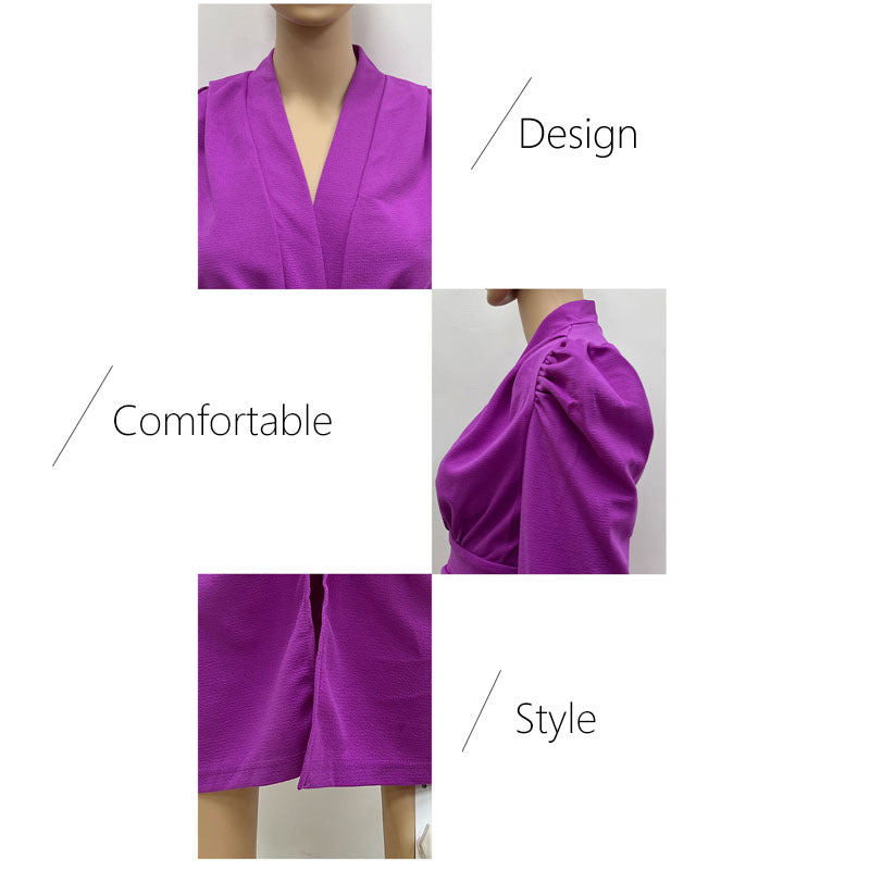 Beakey Womens Long Sleeved V Neck Wrap Dress Ruched Bodycon for Party