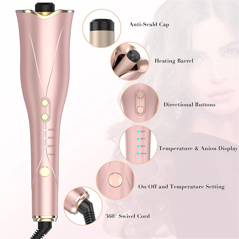 Beakey Auto Hair Curler with 4 Temps & 3 Timer Settings for Hair Styling-Champagne