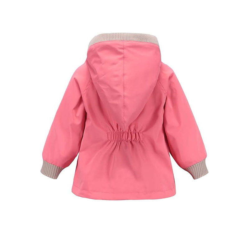 Beakey Kids Rain Jacket with Removable Hood Windproof for Spring Fall-Pink