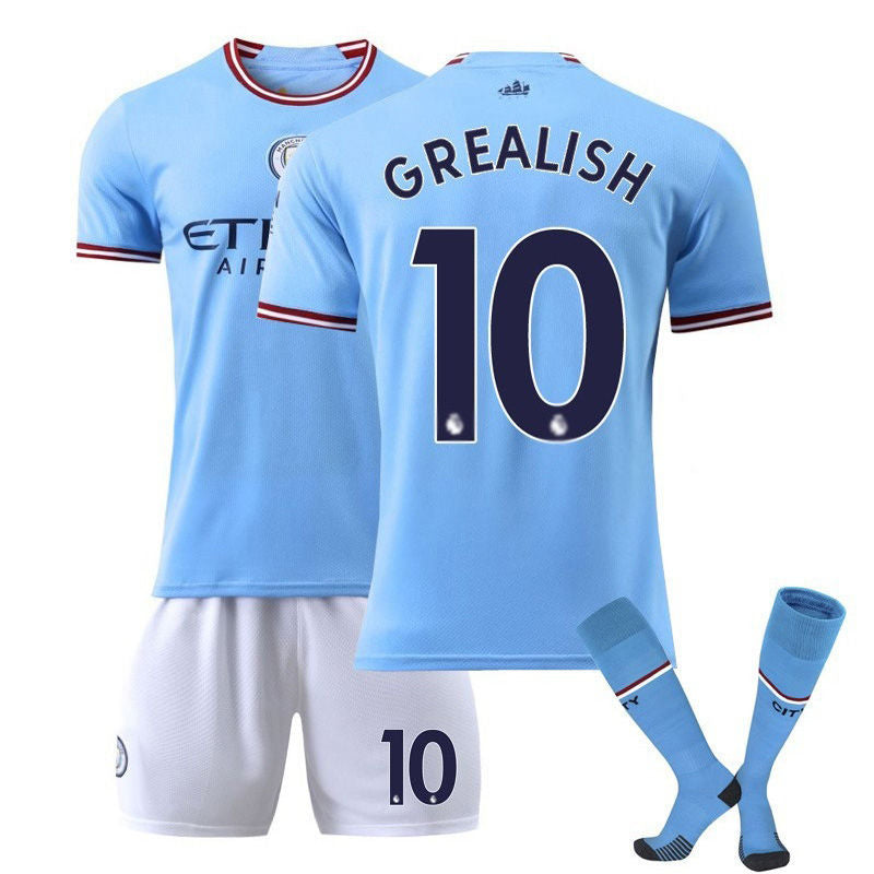 Beakey GREALISH #10 Manchester City F.C Home B-Jersey 22/23 Soccer B-Jersey Set For Adult Kids