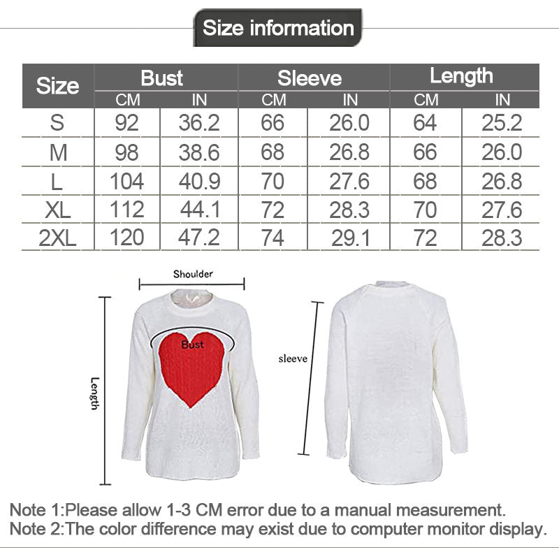 Beakey Women's Long Sleeve Pullover Sweater CrewNeck Cute Heart Knit Sweater-Beige
