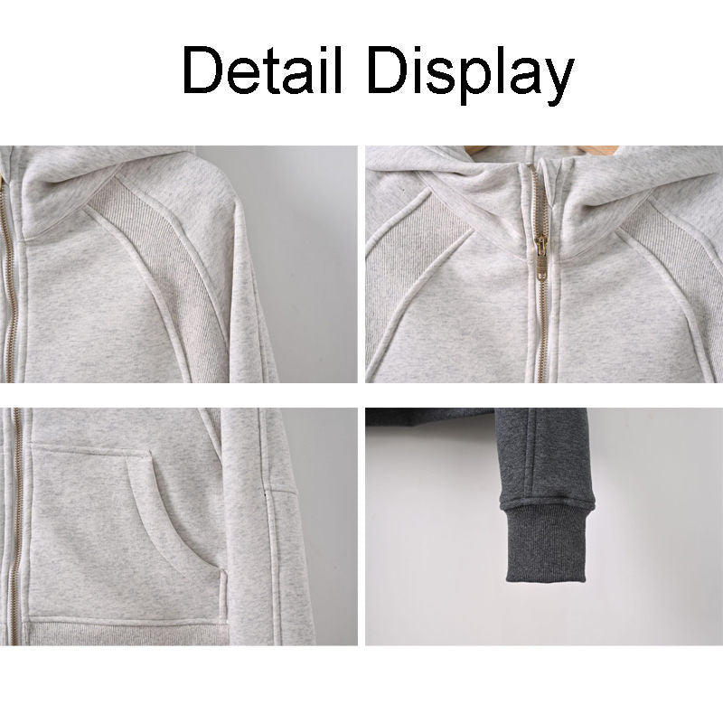 Beakey Womens Full-Zip Up Hoodies with Pockets Thumb Hole Fleece Jacket-Dark Grey