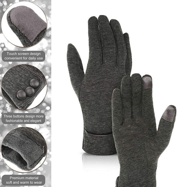 Beakey 3 Pairs Women Winter Gloves Warm Touchscreen Windproof Gloves-BlackGrayBrown