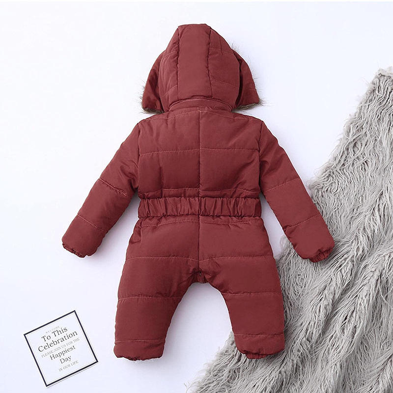 Beakey Newborn Snowsuits with Removable Hood Warm Padded Coat Winter-Brown