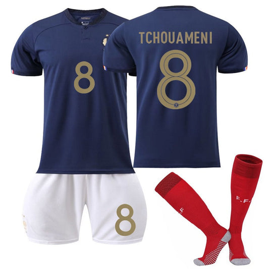 Beakey France Home B-Jersey 2022-23 TCHOUAMENI #8 Soccer B-JerseyKids Adult 3-Pieces B-Jersey Kits