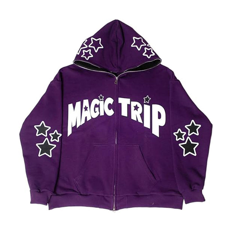 Beakey Y2K Aesthetic Hoodie for Women Oversized Outwear with Pocket-Purple
