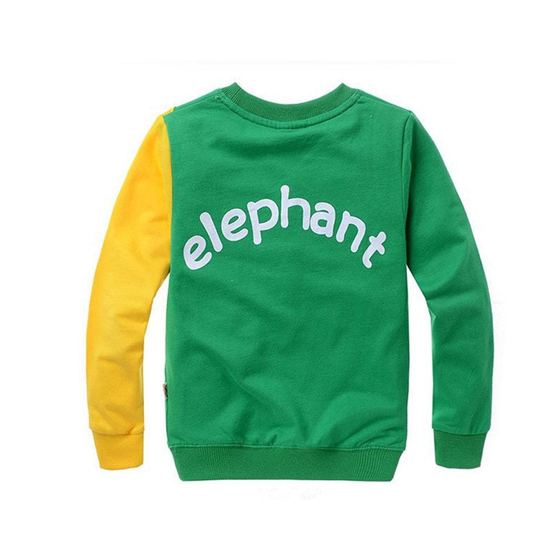 Beakey Boys Sweatshirts Cute Elephant Long Sleeve Crewneck Pullover-Green